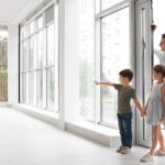 Family standing in front of their home, symbolising peace of mind provided by mortgage life insurance